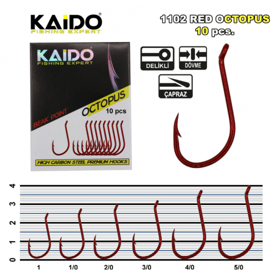 Kaido Red Octopus Beak Olta Ignesi 1102 (10 Pcs) No:1/0