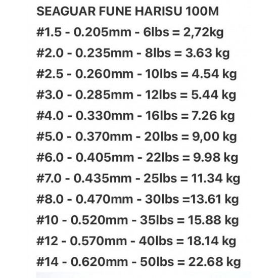 Seaguar Fune Harisu %100 Fluoro Carbon Misina 100Mt 0.260Mm