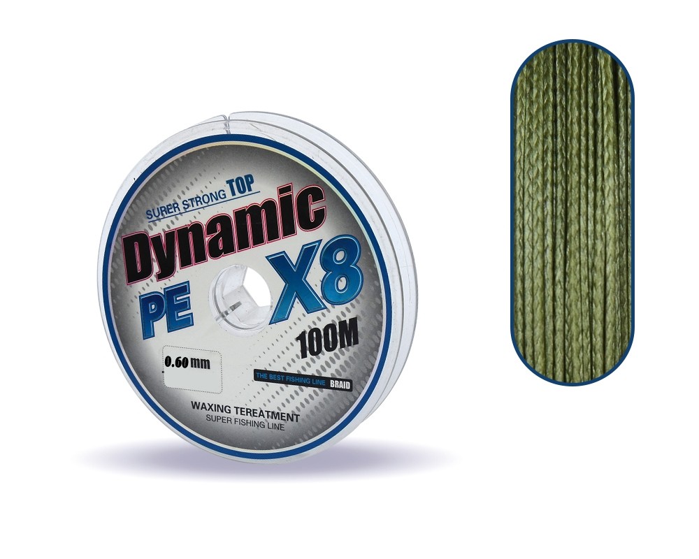 DYNAMIC  PE  8X  BRAID LINE  100 MT  GREEN 0,28 MM