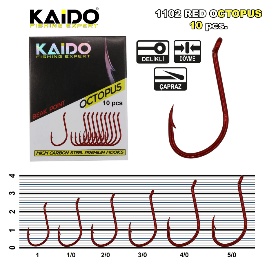 Kaido Red Octopus Beak Olta Ignesi 1102 (10 Pcs) No:5/0