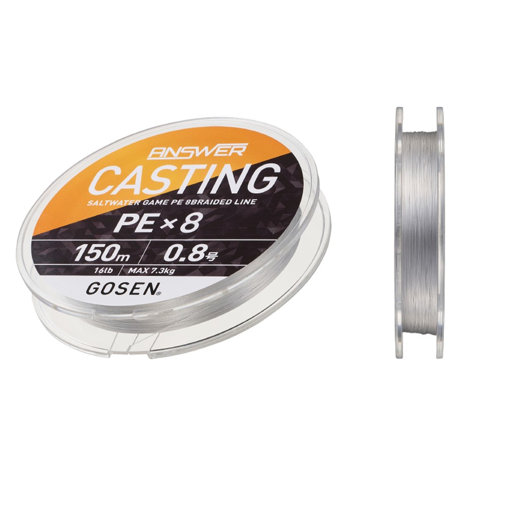 Gosen Answer Casting PE 8 Örgü Spin Ipi 150Mt Fine Silver PE 0.8 0,153MM