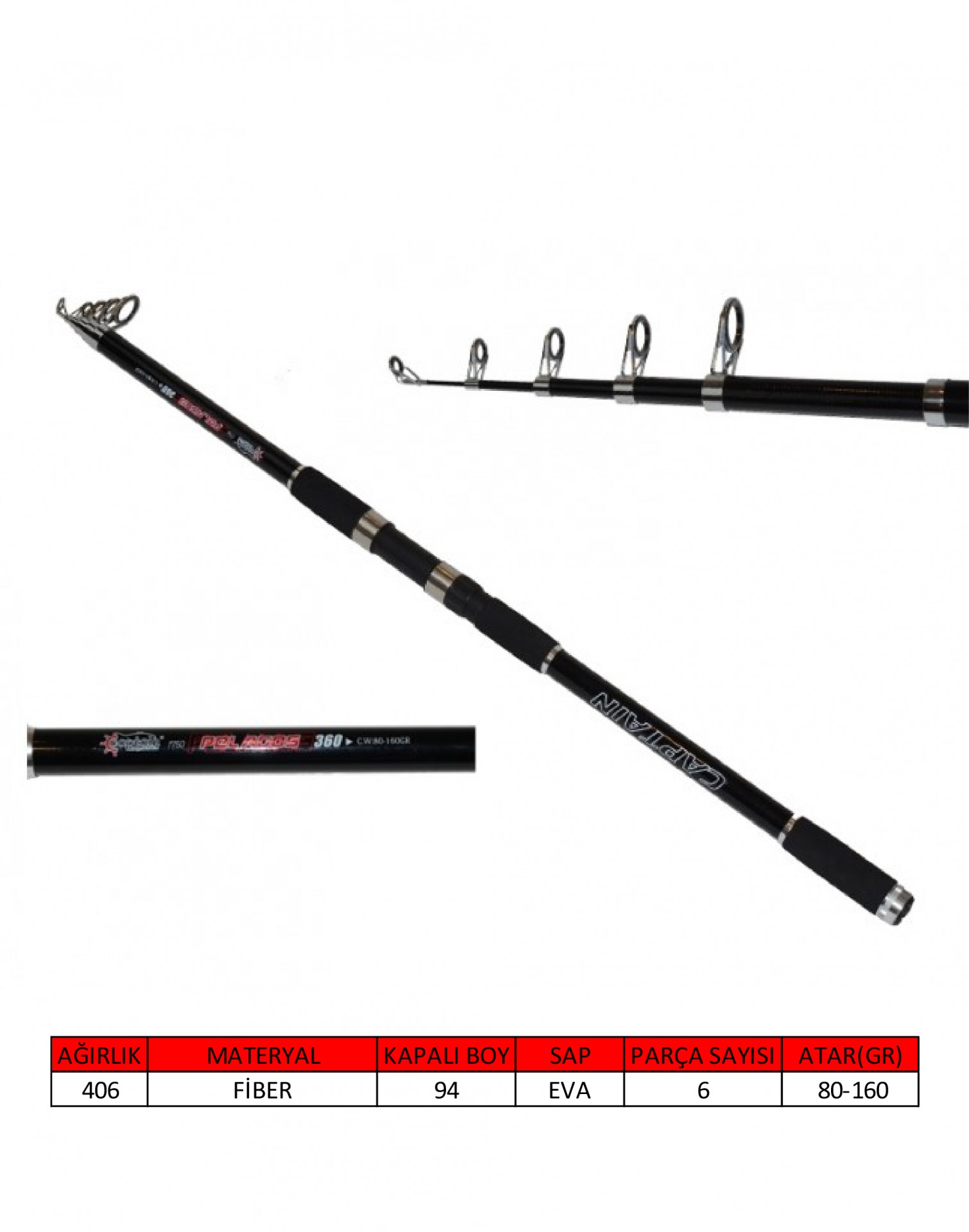 1750 CAPTAIN PELAGOS TELE KAMIS 360CM  80-160GR