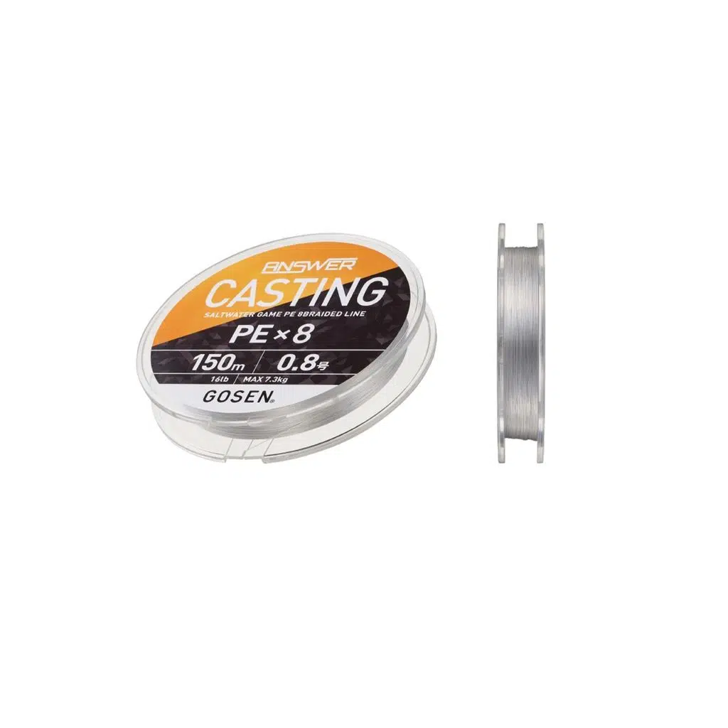 Gosen Answer Casting PE 8 Örgü Spin İpi 150Mt Fine Silver PE 1.0 0,171MM
