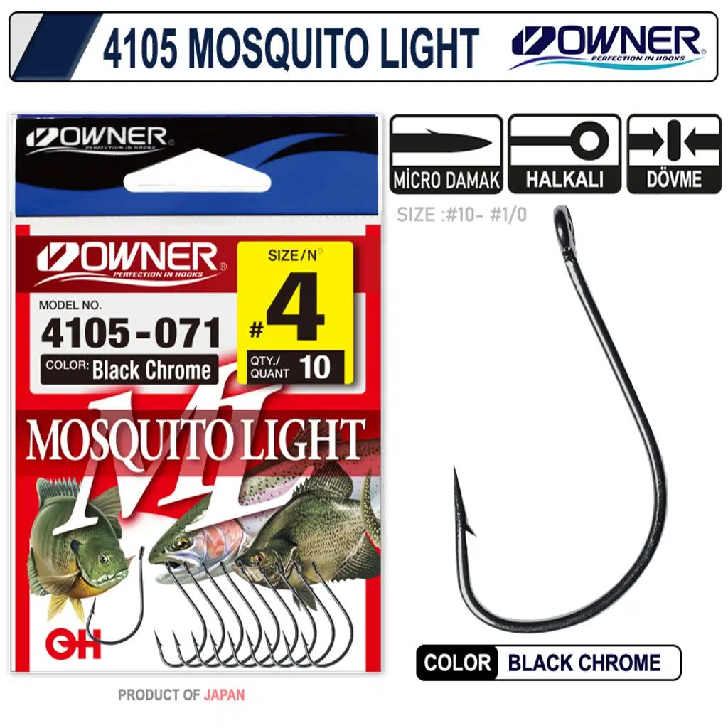 Owner 4105 Musquito Light Black Chrome İğne 3/0 5Pcs