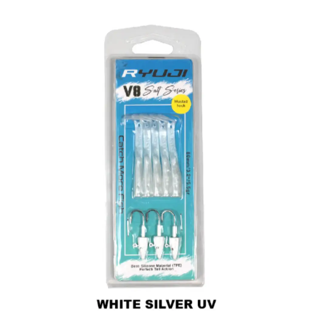 Ryuji V8 8Cm 5.5Gr Silikon Yem White Silver UV