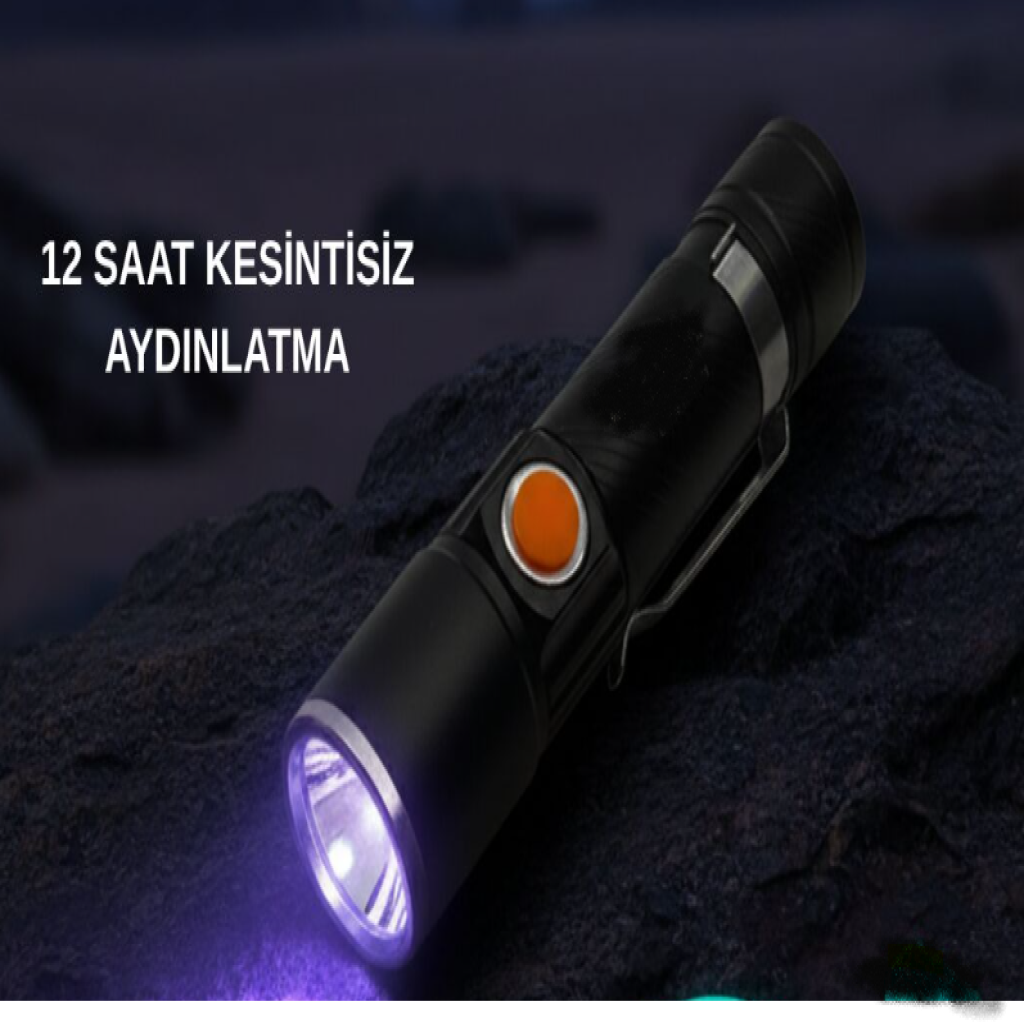ULTRA PARLAK ŞARJ EDİLEBİLİR UV LED EL FENERİ